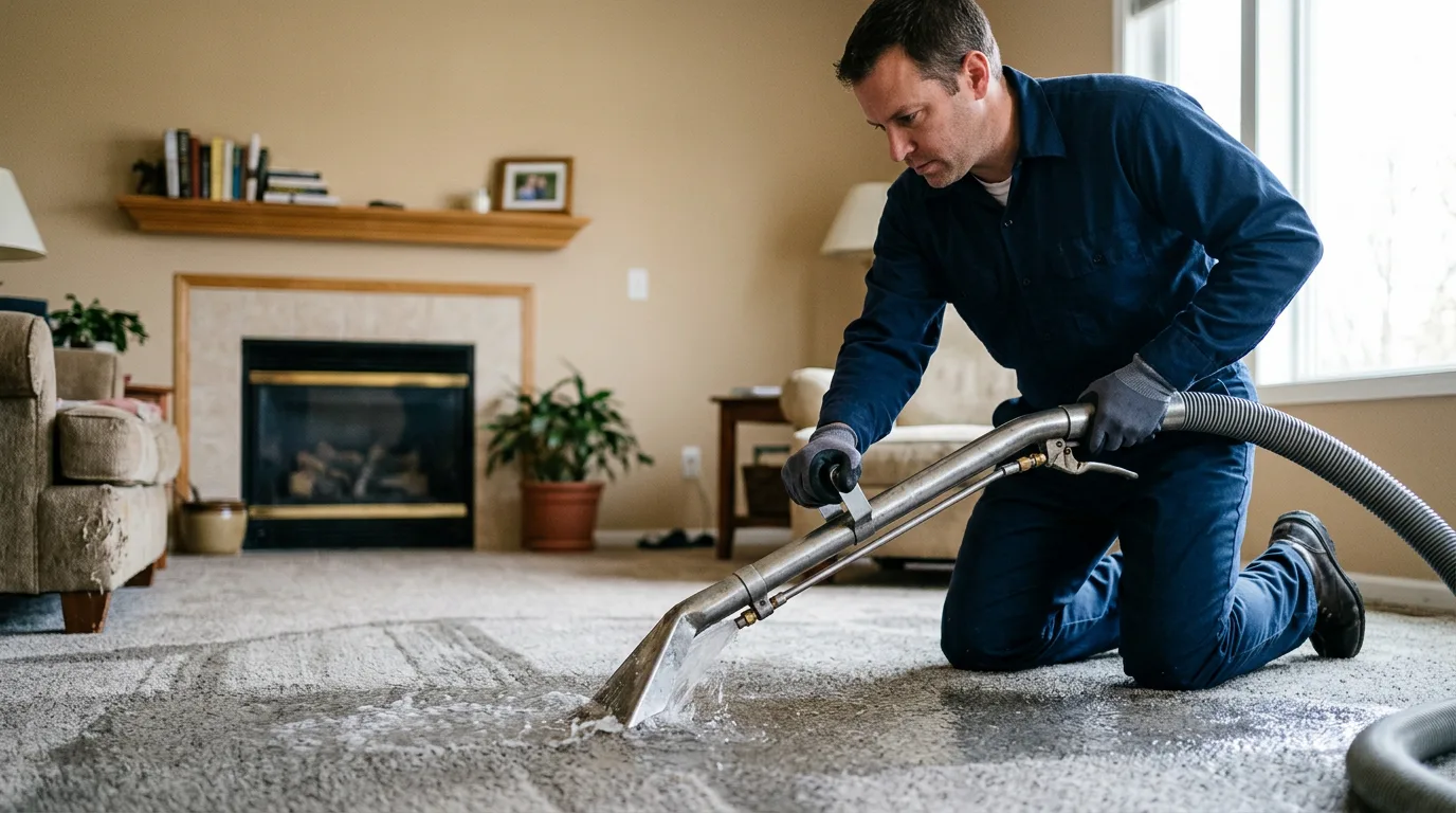 Water damage restoration technician working near Holloway, OH